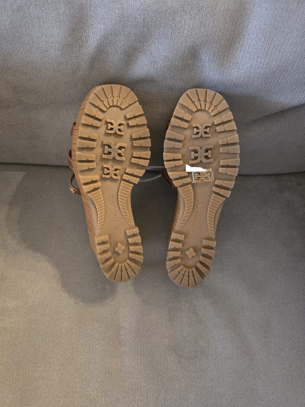 NWOB Sam Edelman Brown Leather Woven Platform Slide Sandals - 10